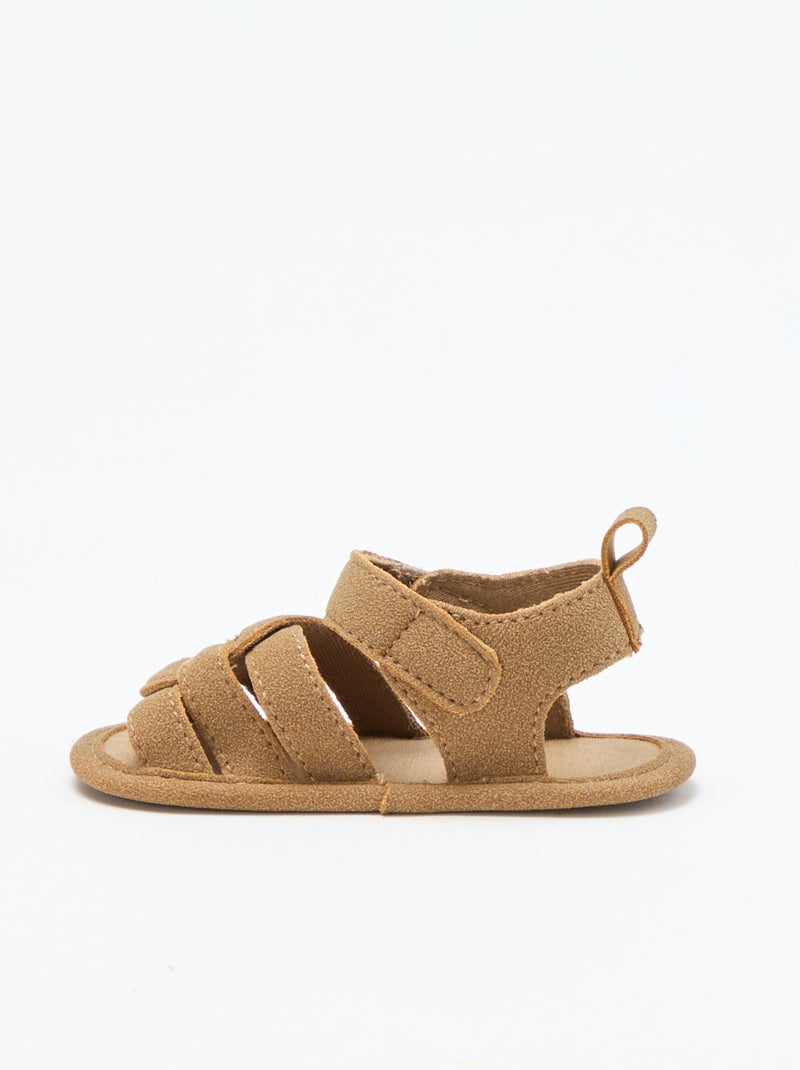 Sandalen aus Stoff mit gekreuzten Riemen Braun - Kiabi
