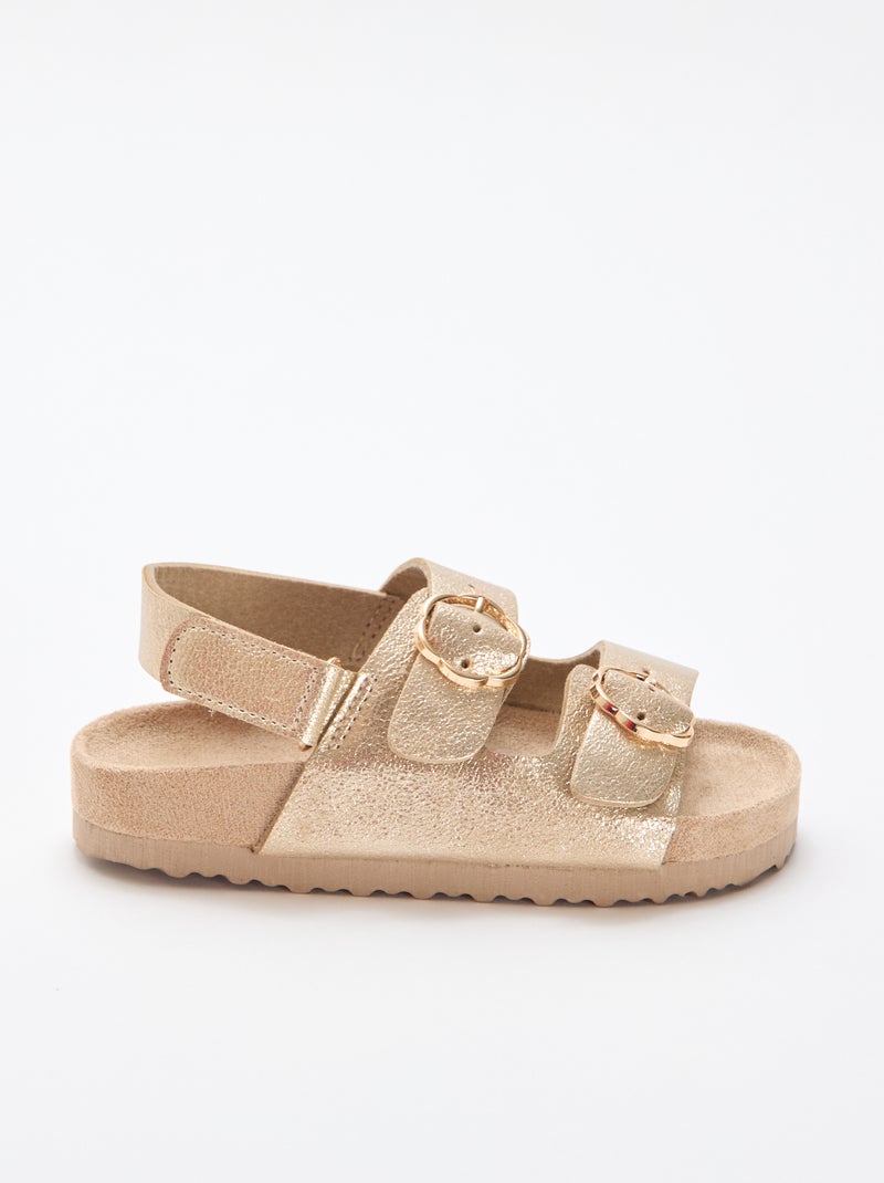 Sandalen mit doppelten Riemen und Blumenmuster GELB - Kiabi