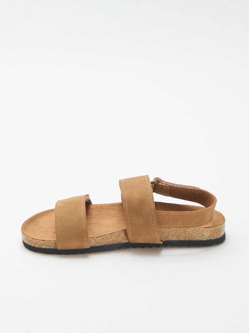 Sandalen mit doppelten Riemen und Klettverschluss Braun - Kiabi