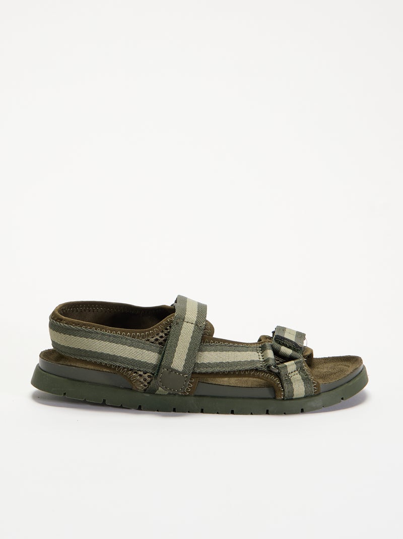 Sandalen mit doppelten Riemen und Klettverschluss Khaki - Kiabi