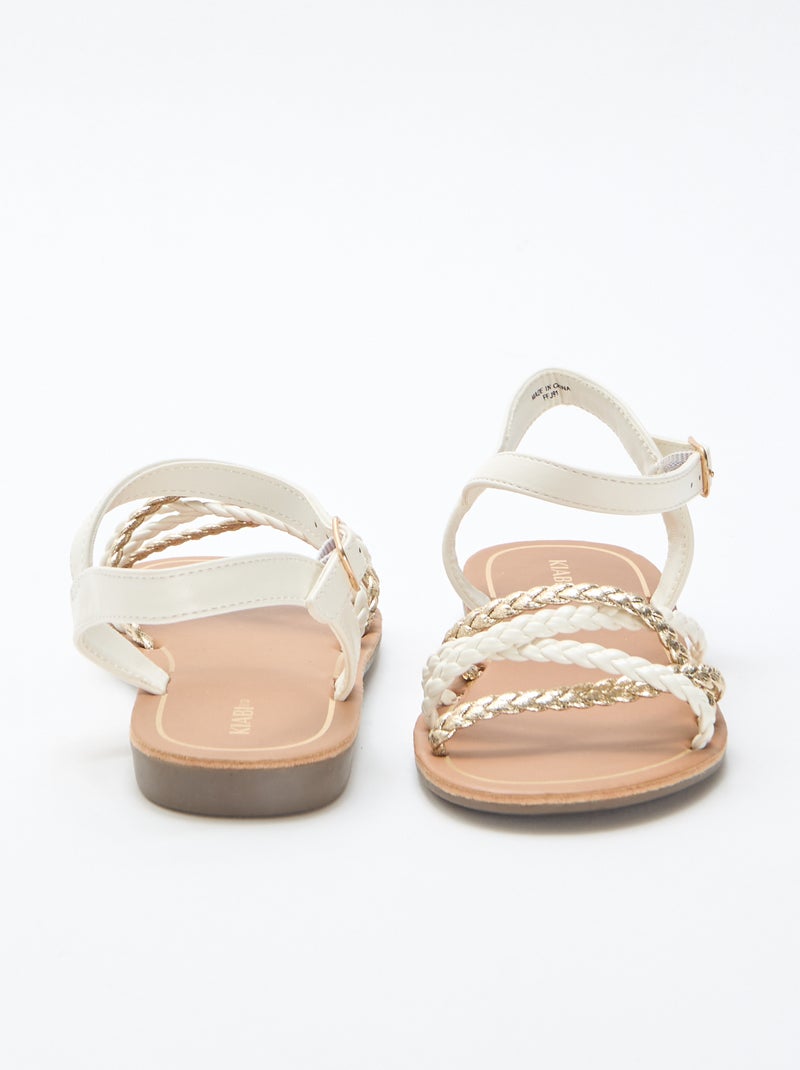 Sandalen mit geflochtenen Riemchen Weiß - Kiabi