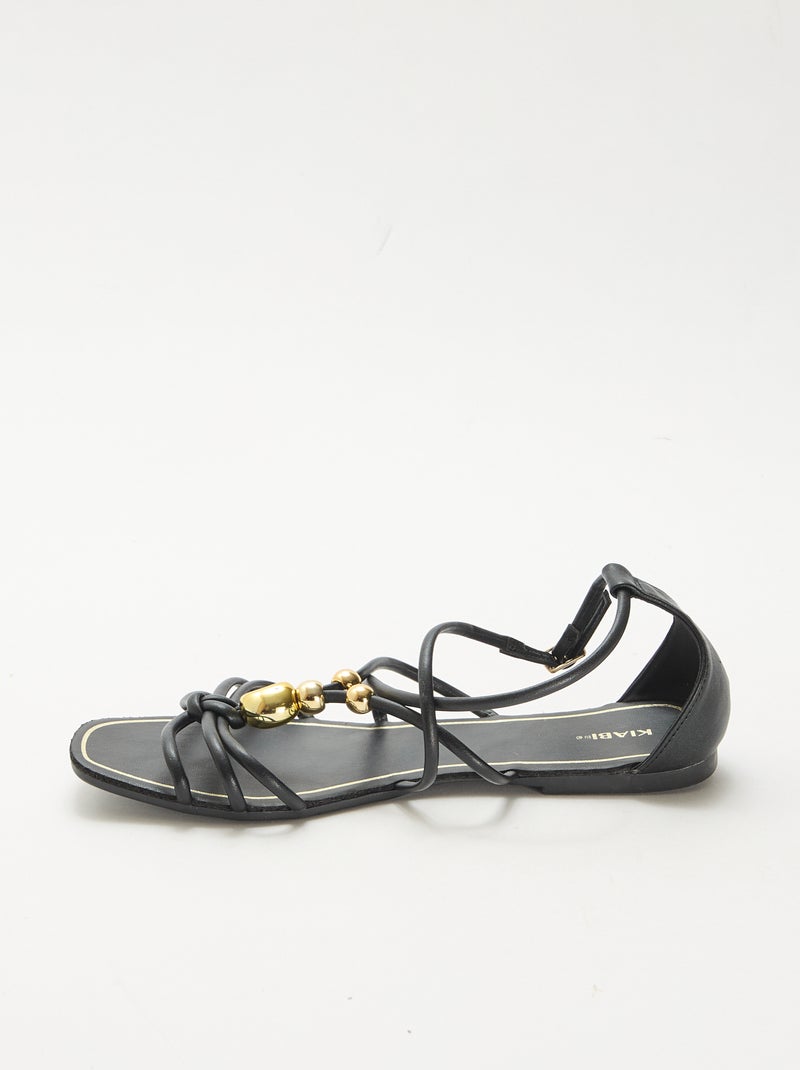 Sandalen mit Schmucksteinen Schwarz - Kiabi