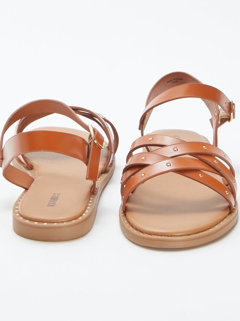 Sandales à brides cloutées MARRON - Kiabi