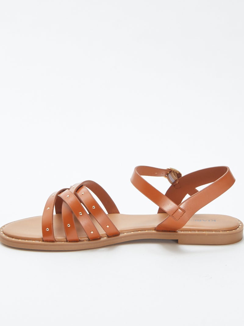 Sandales à brides cloutées MARRON - Kiabi