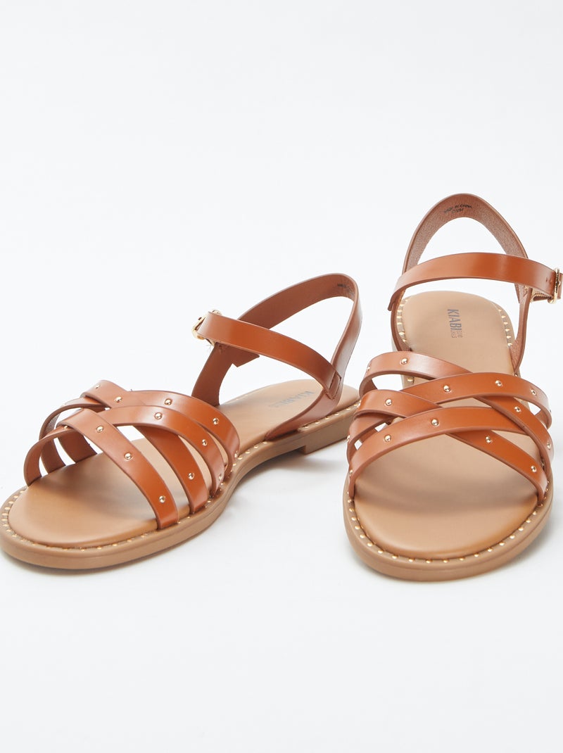 Sandales à brides cloutées MARRON - Kiabi
