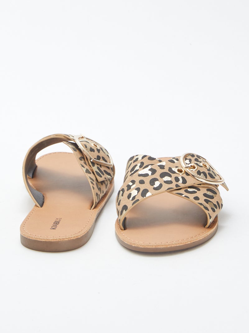 Sandales à brides croisées avec imprimé MARRON - Kiabi