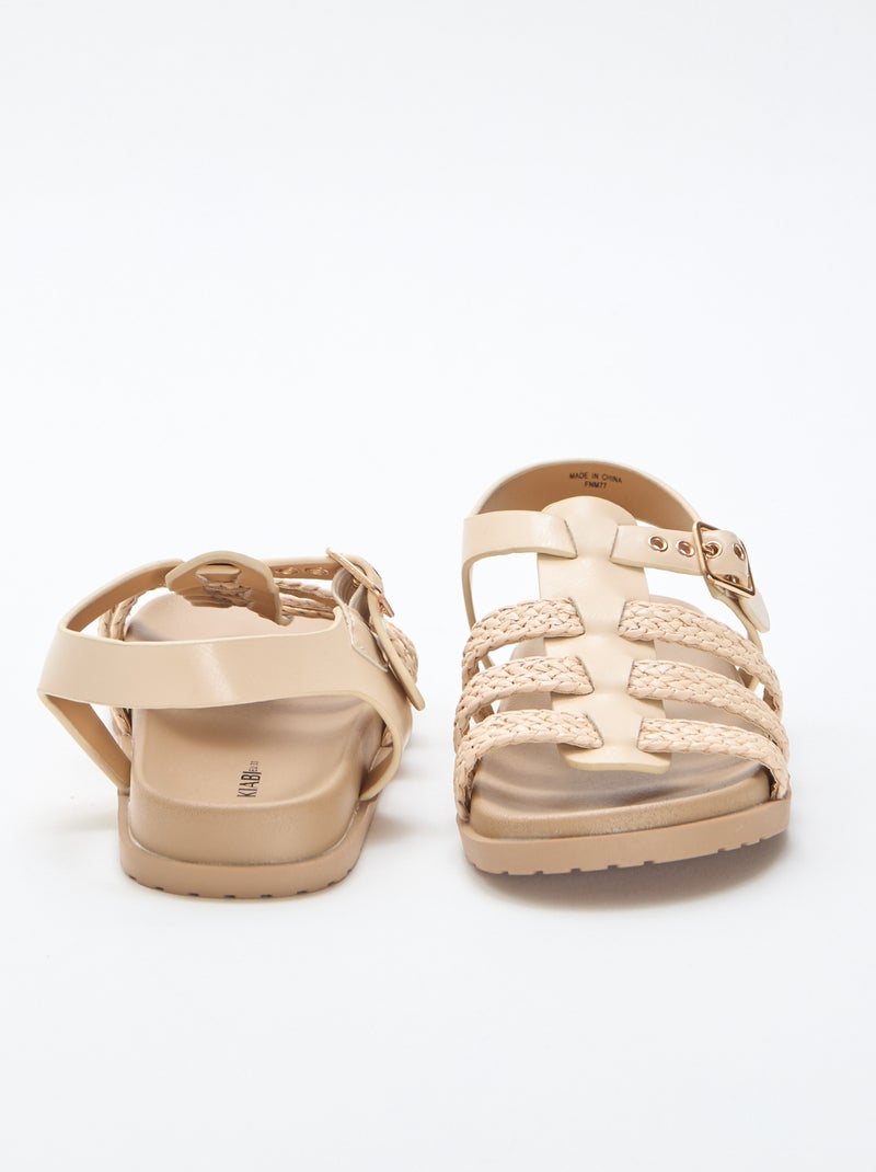 Sandales à lanières en paille Beige - Kiabi