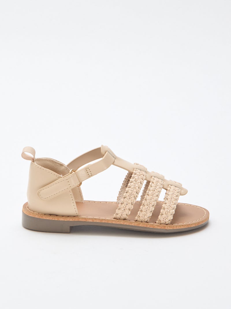 Sandales à lanières 'paille' Beige - Kiabi