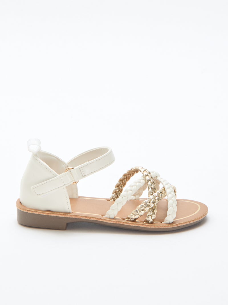 Sandales à multiples brides tressées Blanc - Kiabi