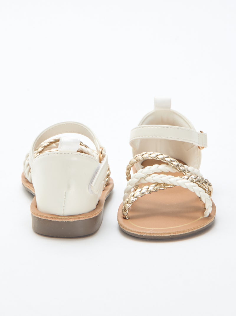 Sandales à multiples brides tressées Blanc - Kiabi