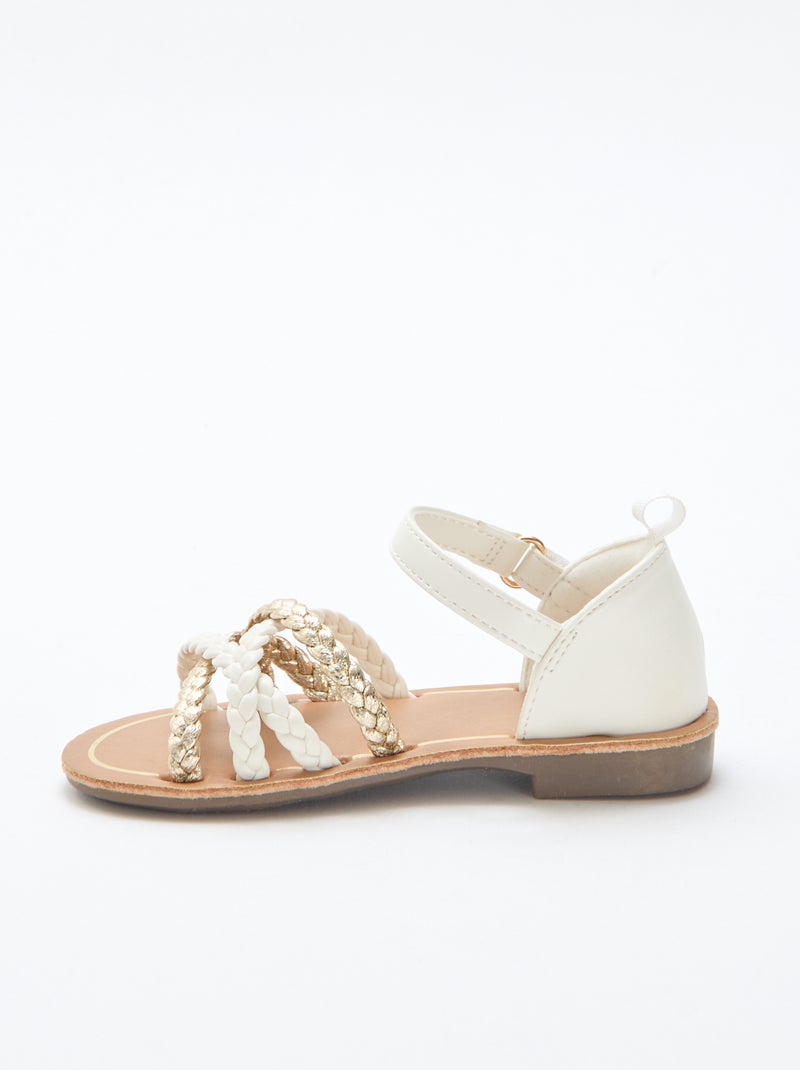 Sandales à multiples brides tressées Blanc - Kiabi