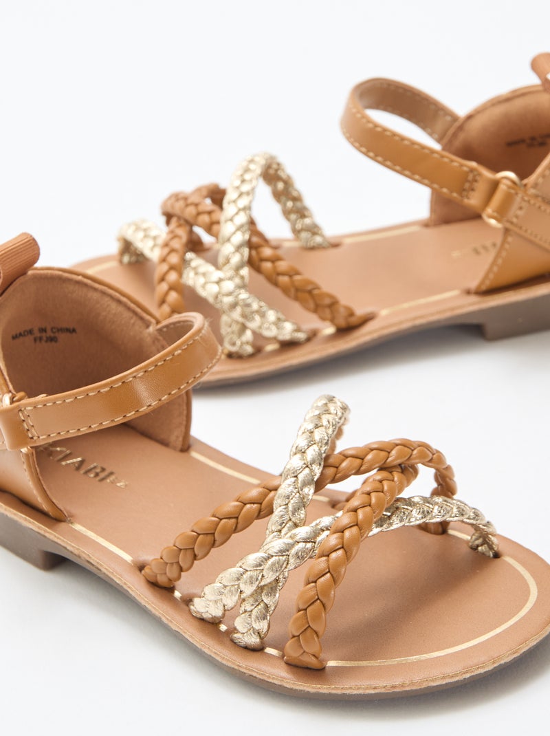 Sandales à multiples brides tressées Marron - Kiabi