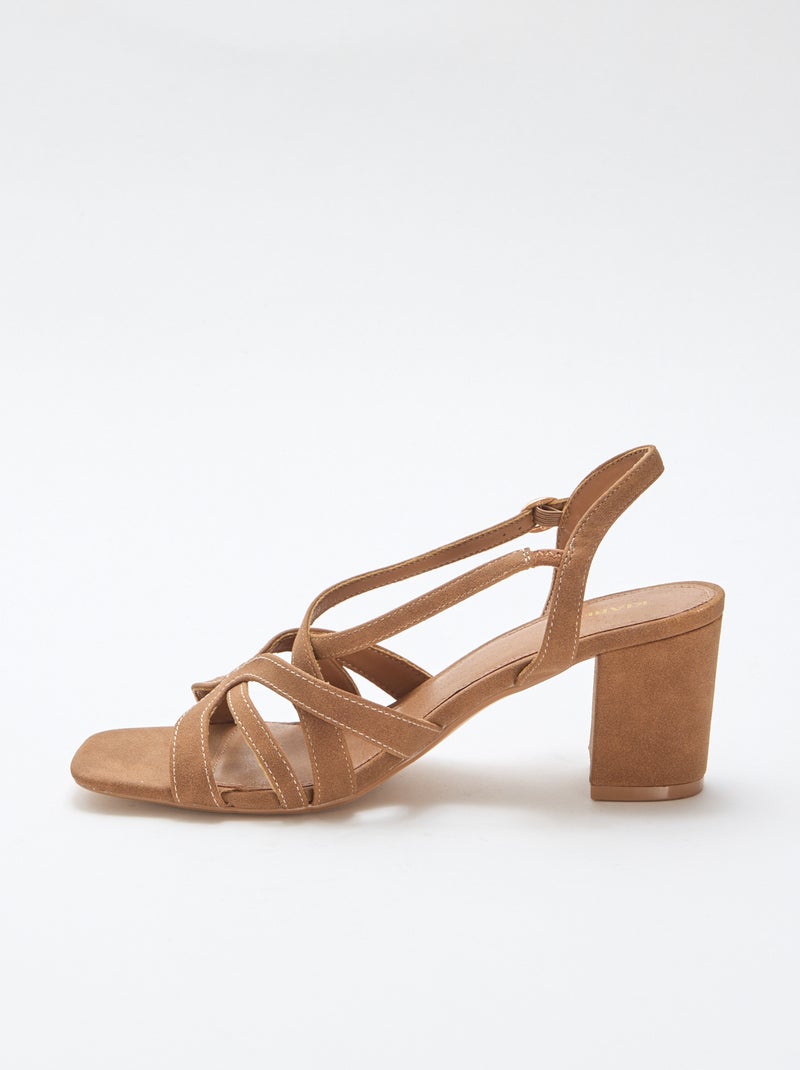 Sandales à talon et brides croisées Marron - Kiabi
