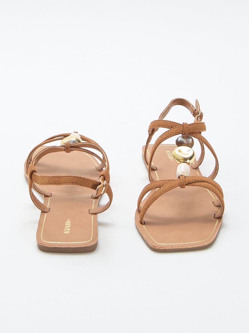 Sandales avec détails bijoux Marron - Kiabi