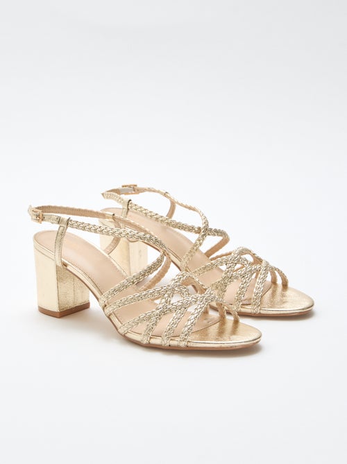 Sandales de cérémonie dorées à talon - Kiabi