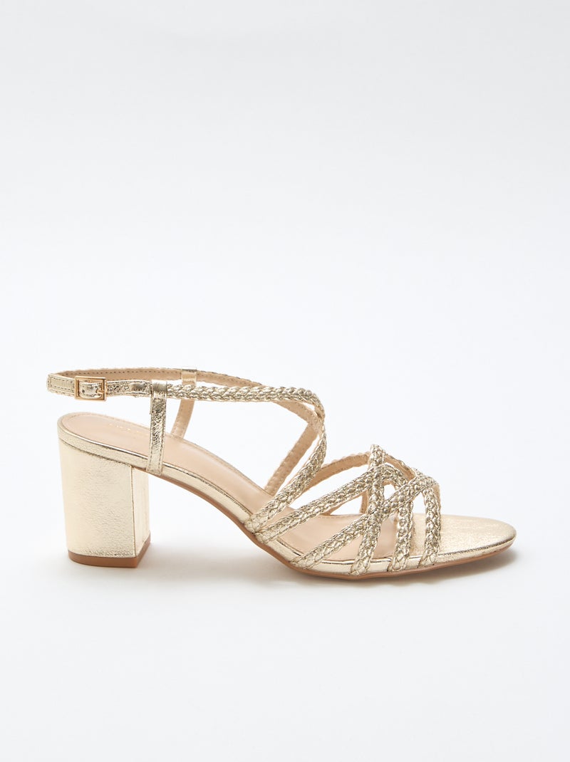 Sandales de cérémonie dorées à talon Doré - Kiabi