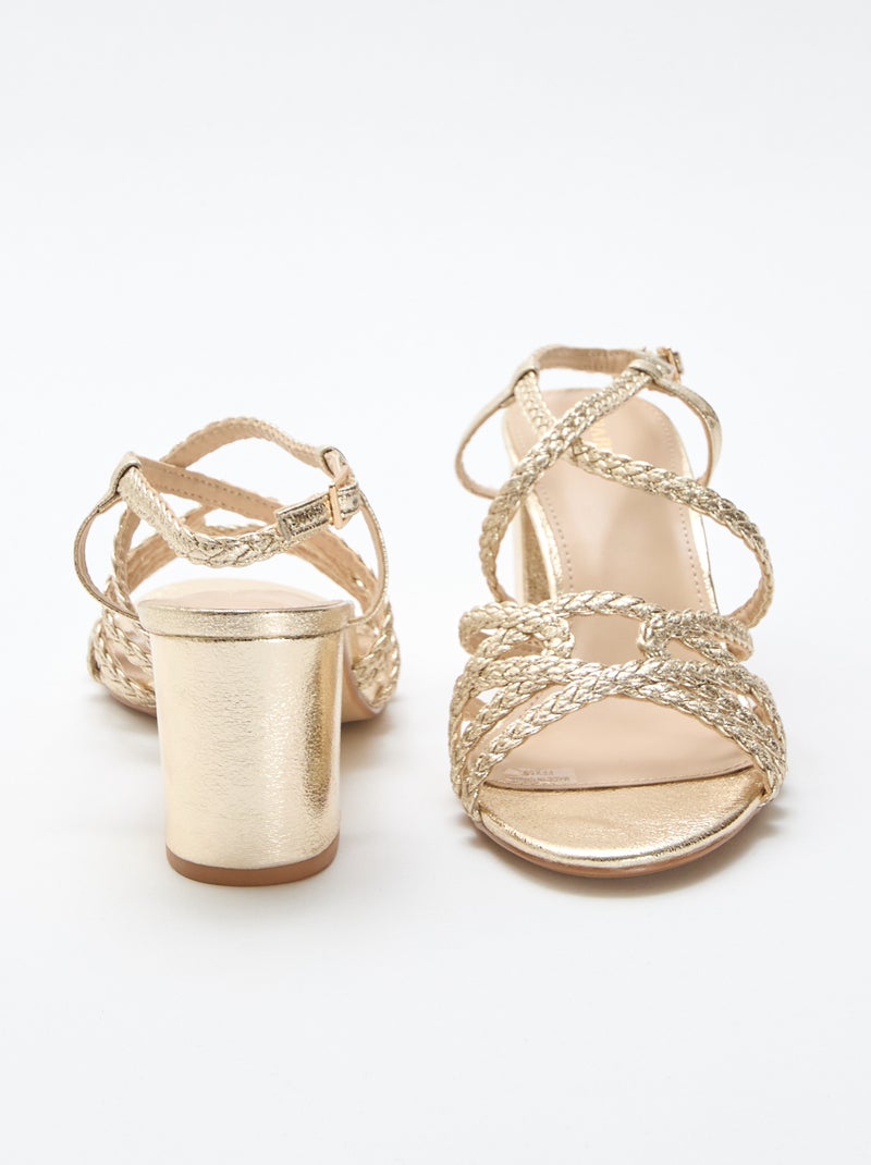 Sandales de cérémonie dorées à talon Doré - Kiabi