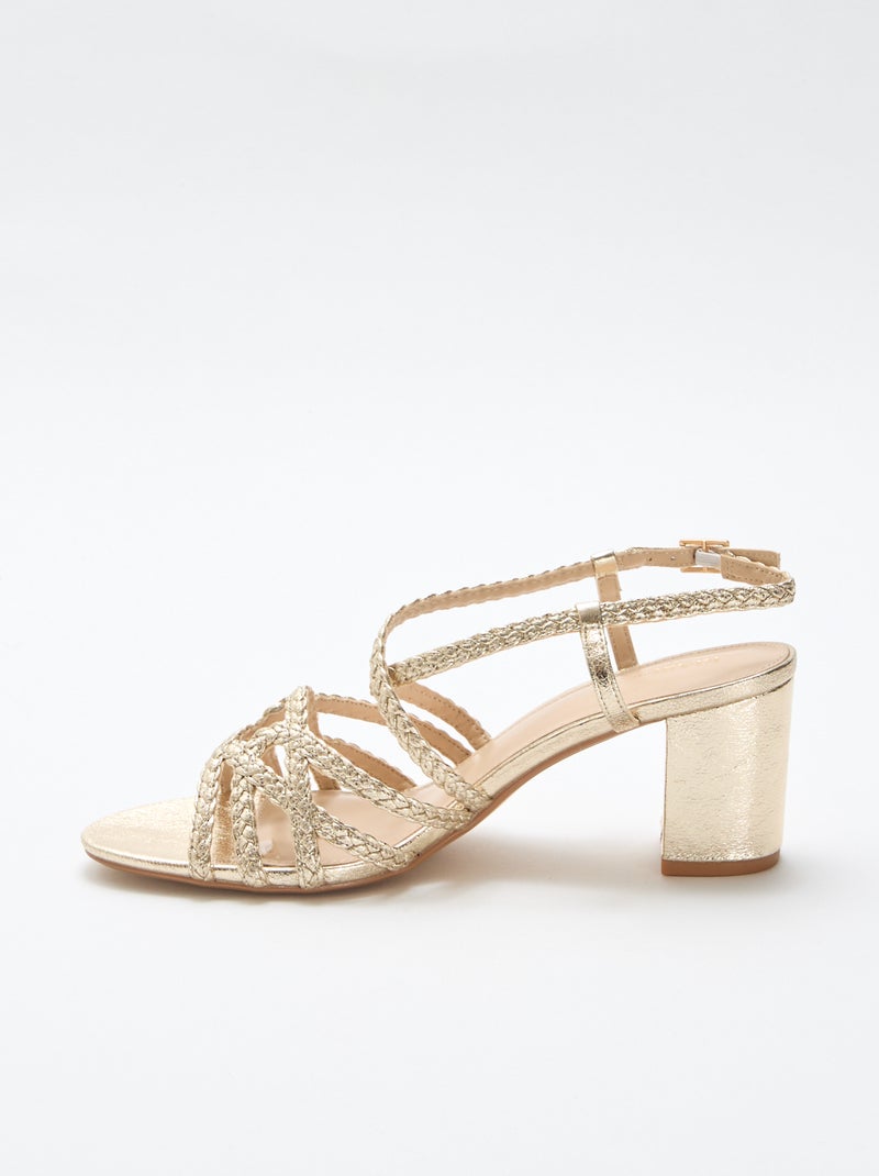 Sandales de cérémonie dorées à talon Doré - Kiabi