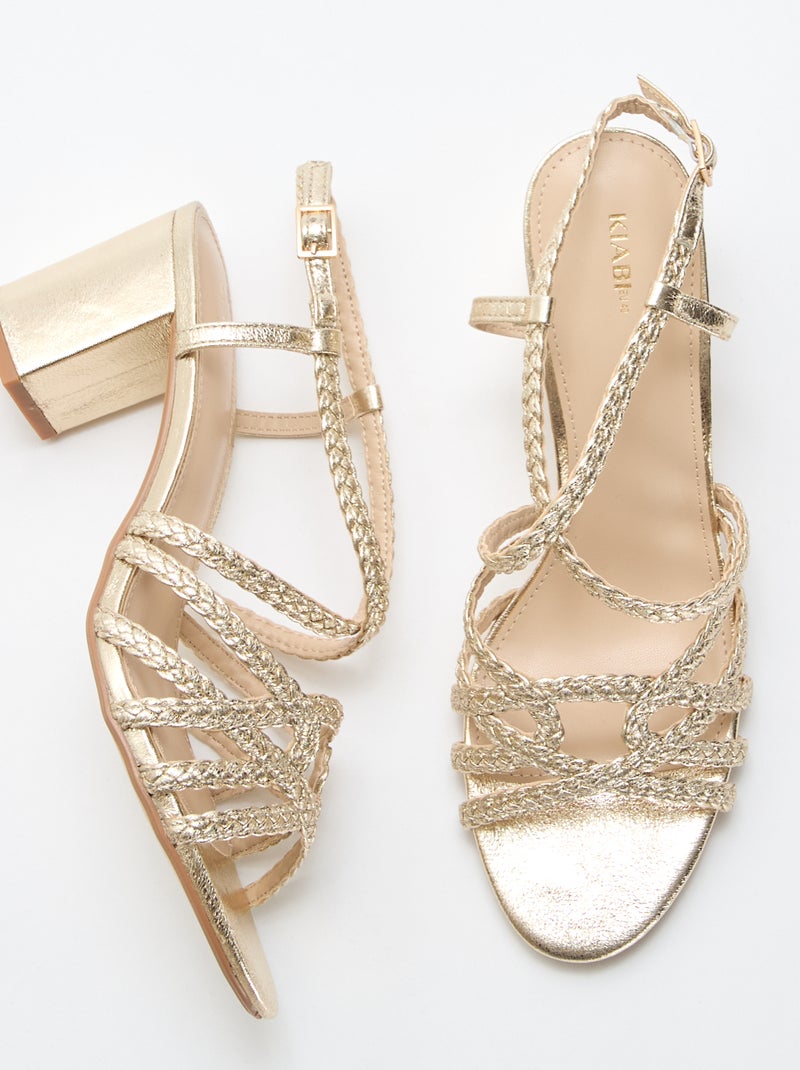 Sandales de cérémonie dorées à talon Doré - Kiabi