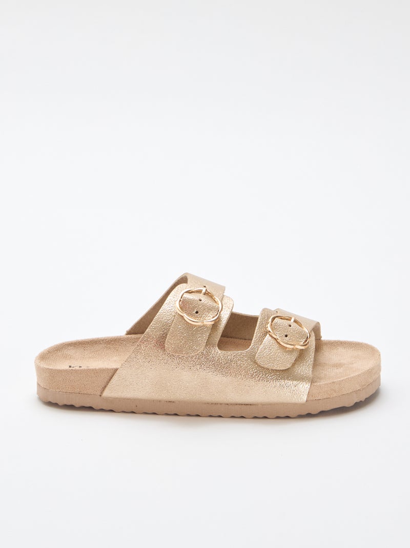 Sandales dorées à boucle fleurs Jaune - Kiabi