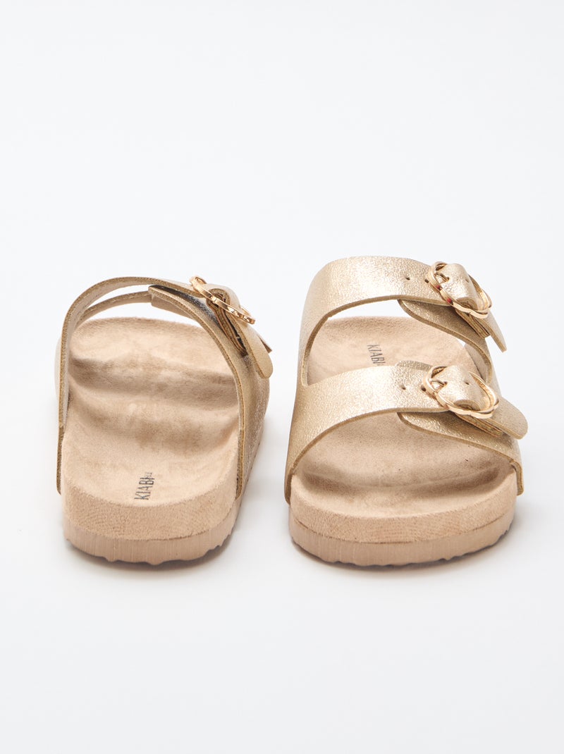 Sandales dorées à boucle fleurs Jaune - Kiabi