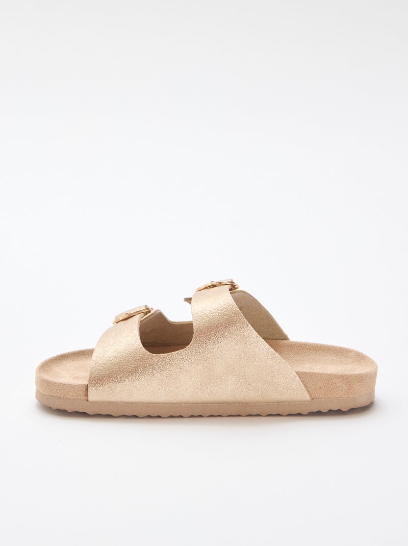 Sandales dorées à boucle fleurs Jaune - Kiabi