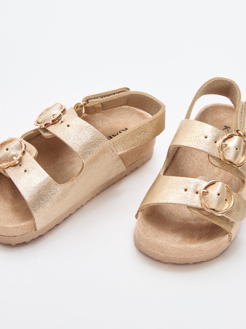 Sandales double bride à fleurs Jaune - Kiabi