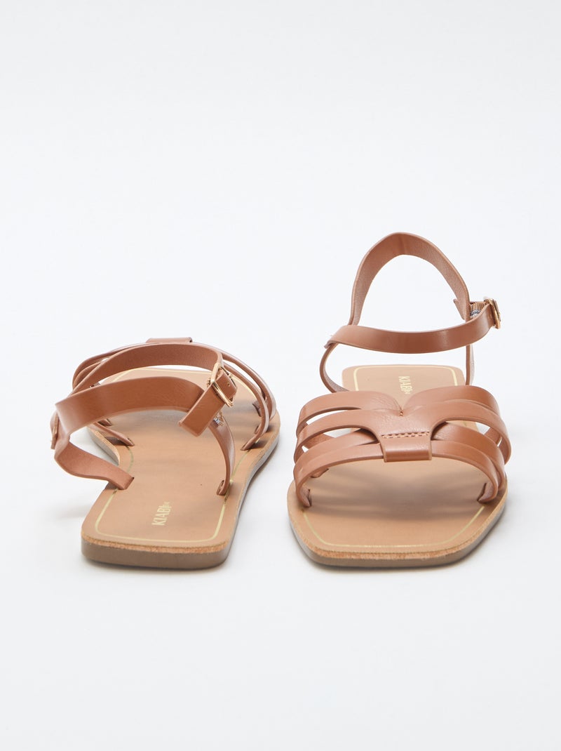 Sandales en bride croisée Marron - Kiabi