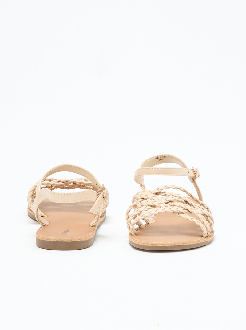 Sandales multi brides tressées Beige - Kiabi