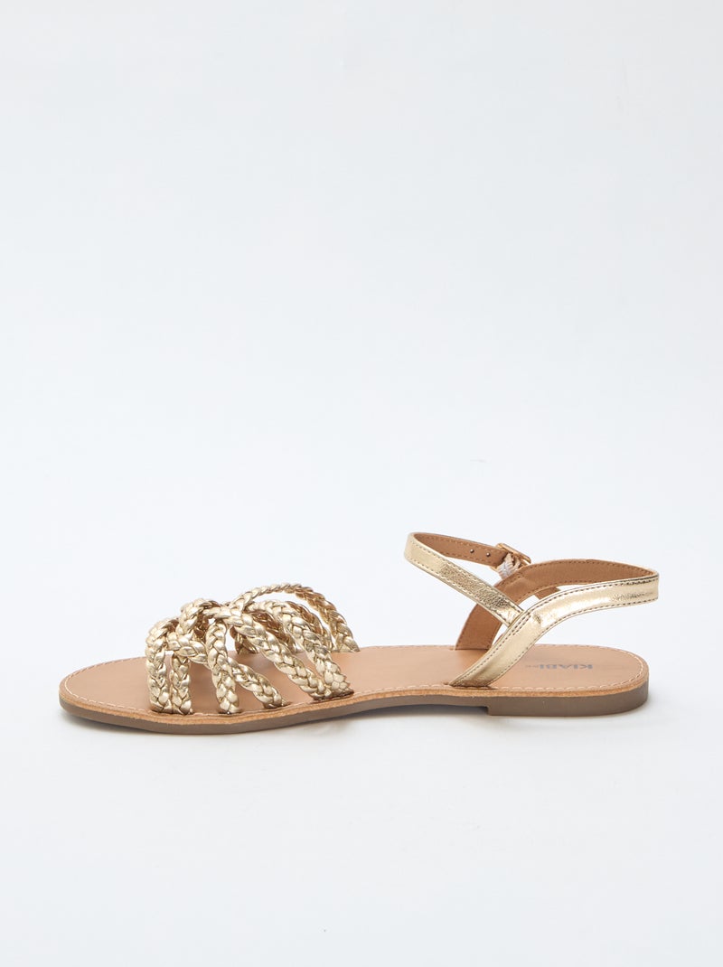 Sandales multi brides tressées Jaune - Kiabi