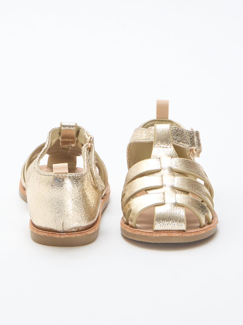 Sandales plates à brides fermées brillantes Jaune - Kiabi