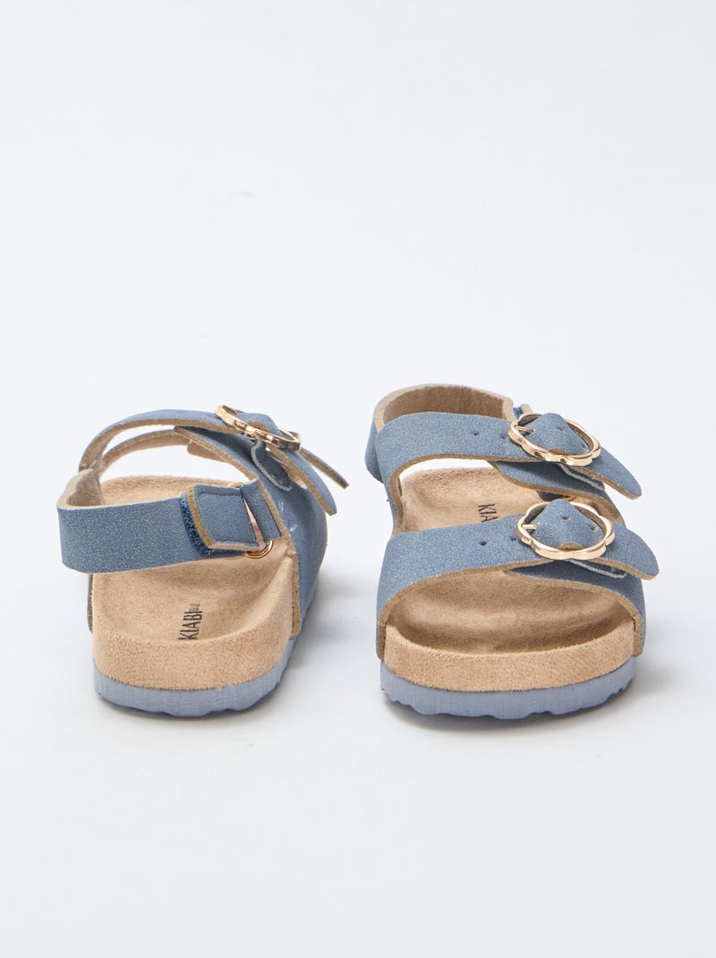Sandales plates avec bride de maintien à la cheville ajustable par un scratch Bleu - Kiabi
