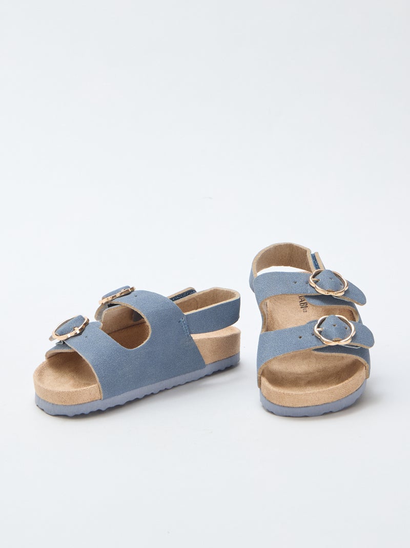 Sandales plates avec bride de maintien à la cheville ajustable par un scratch Bleu - Kiabi