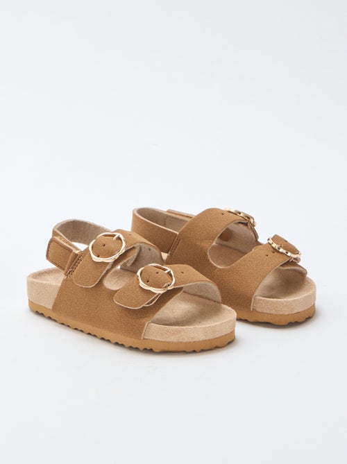 Sandales plates avec bride de maintien à la cheville ajustable par un scratch - Kiabi