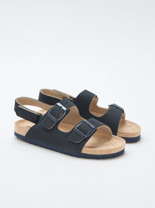 Sandales plates en suédine ajustables - Kiabi