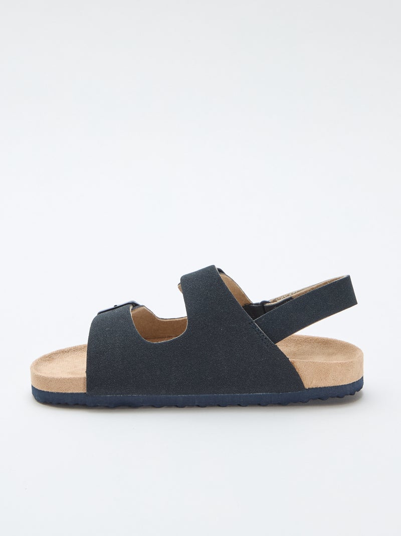 Sandales plates en suédine ajustables Bleu - Kiabi