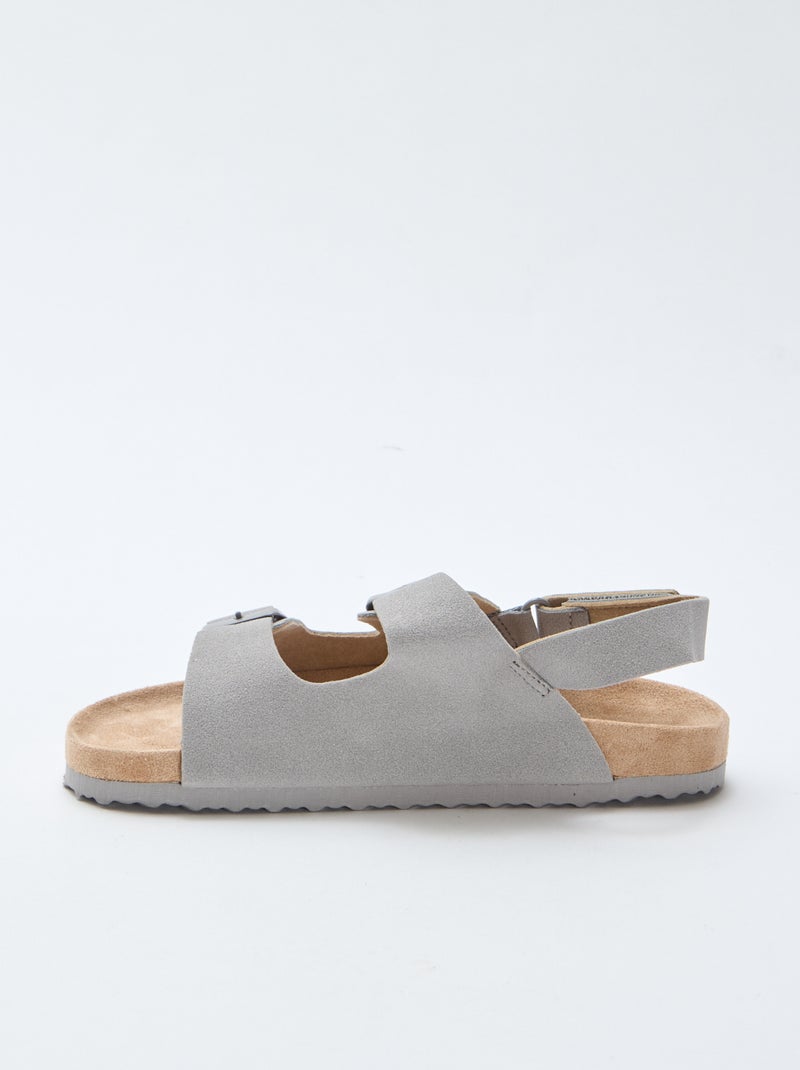 Sandales plates en suédine ajustables Gris - Kiabi