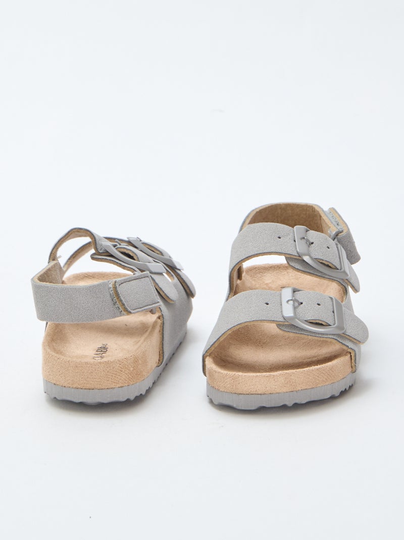 Sandales plates en suédine Gris - Kiabi