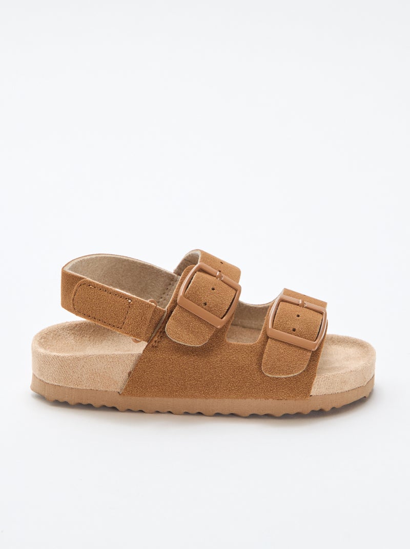 Sandales plates en suédine Marron - Kiabi