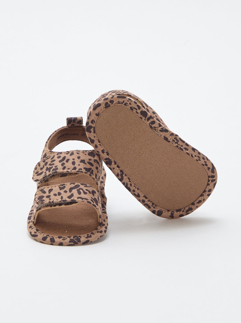 Sandales souples avec 2 brides Marron - Kiabi