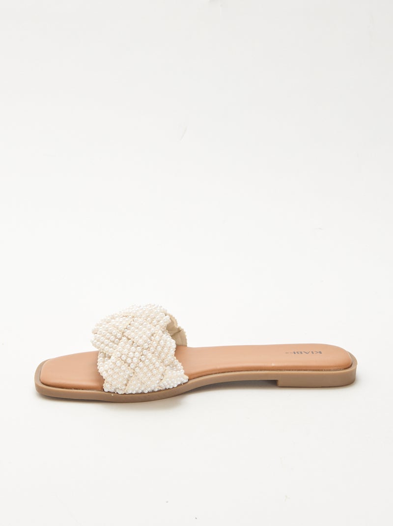 Sandales tressées perlées Blanc - Kiabi