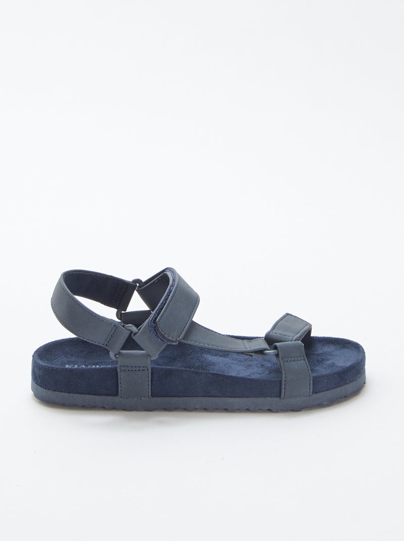 Sandales unies type trekking BLEU - Kiabi