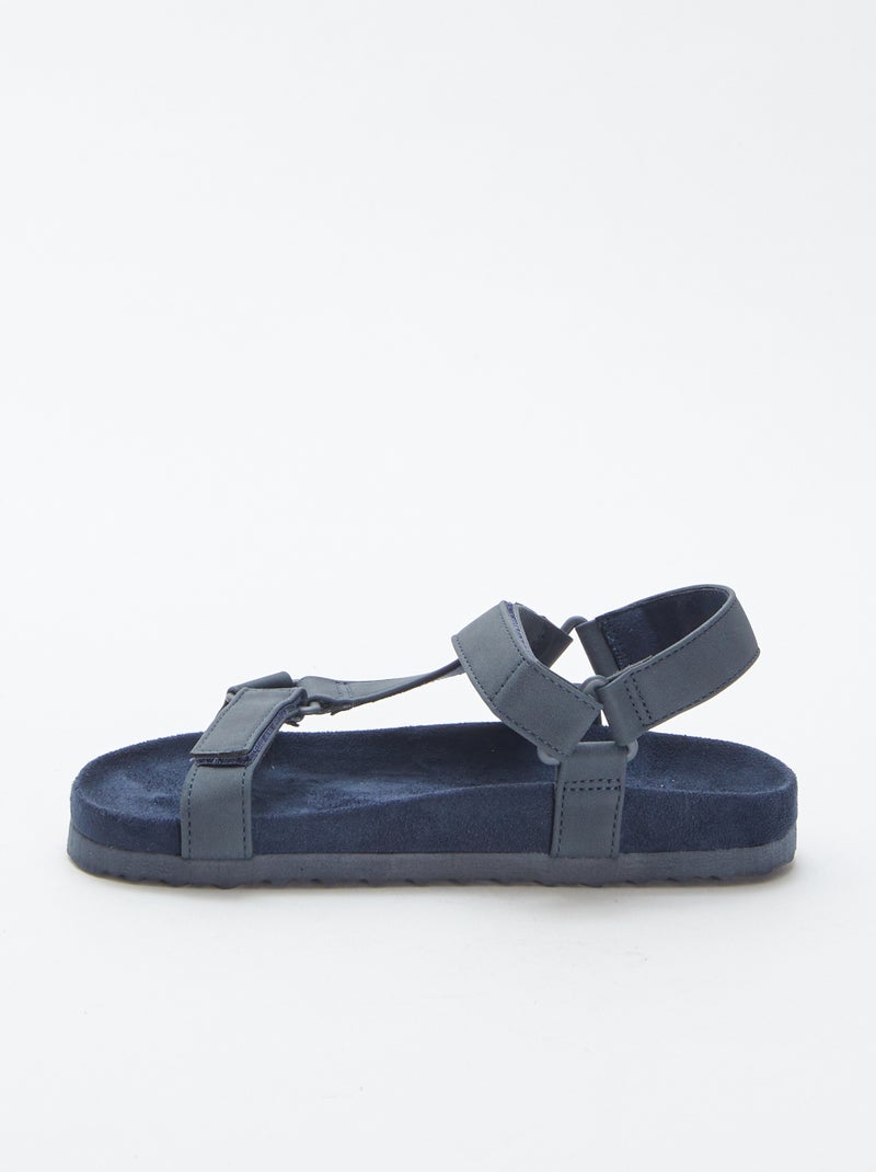 Sandales unies type trekking BLEU - Kiabi