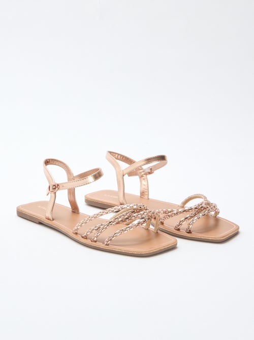 Sandali bassi con listini glitterati - Kiabi