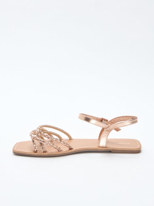 Sandali bassi con listini glitterati - Kiabi