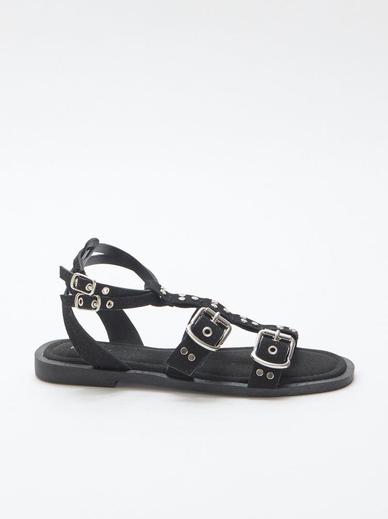Sandali bassi con listini Nero - Kiabi