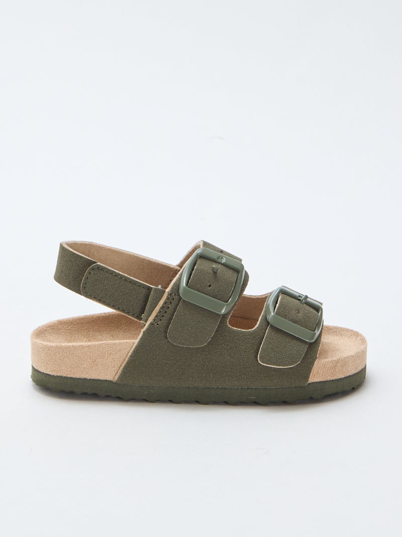 Sandali bassi in simil suede Kaki - Kiabi