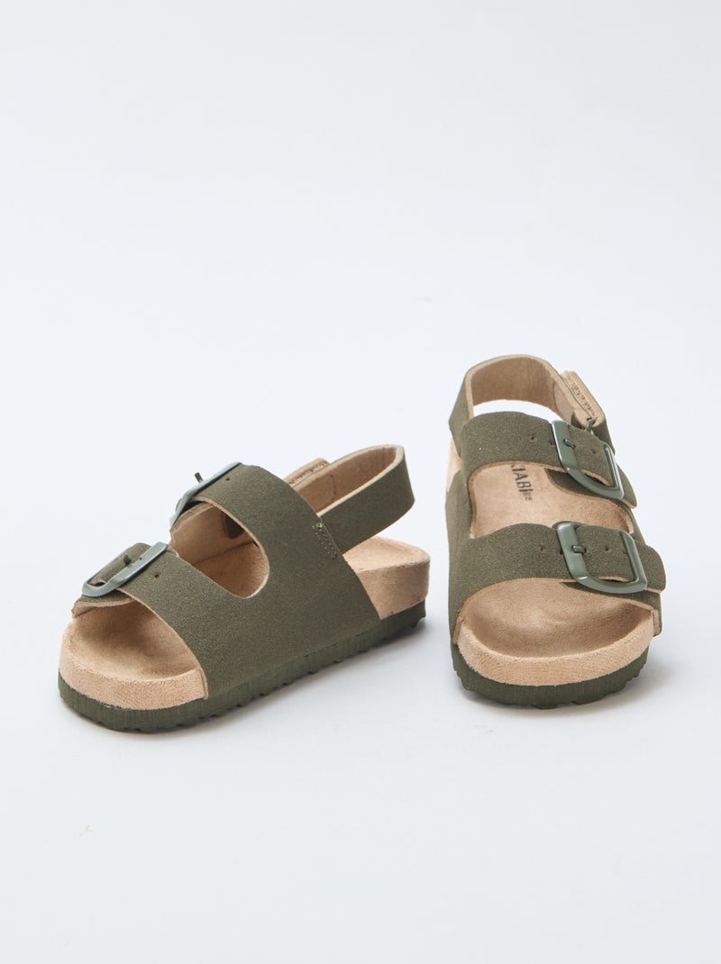 Sandali bassi in simil suede Kaki - Kiabi