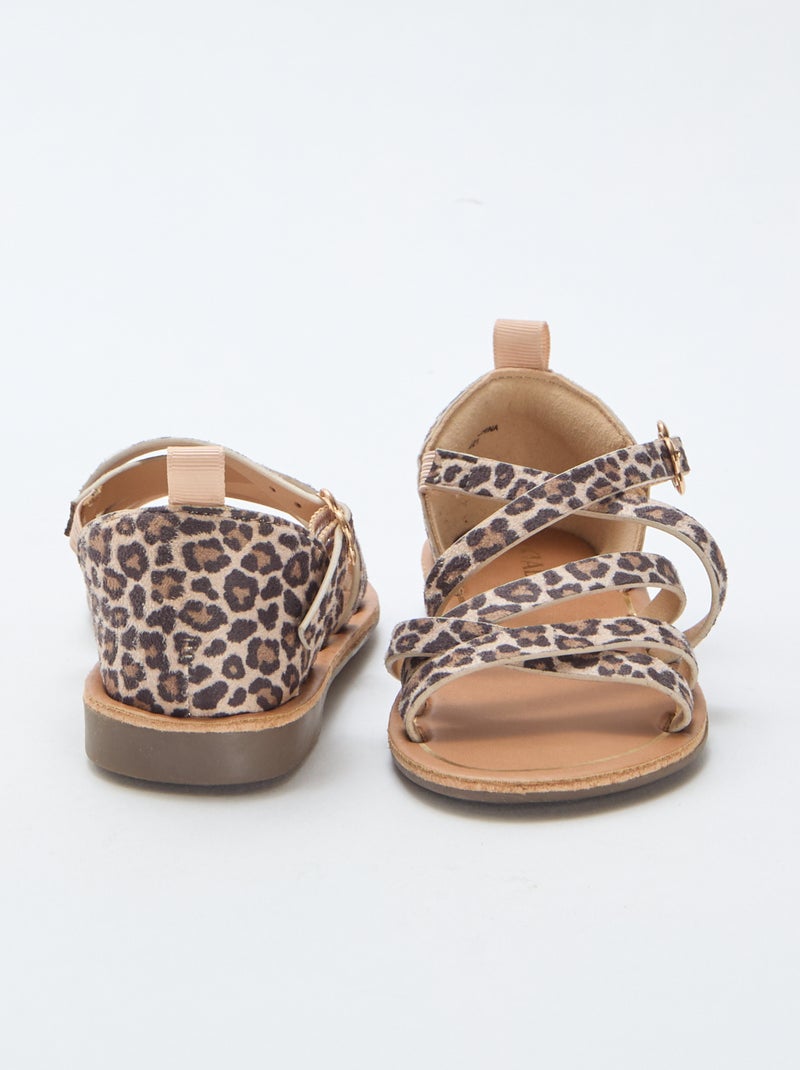 Sandali con cinturini a fantasia leopardata Marrone - Kiabi