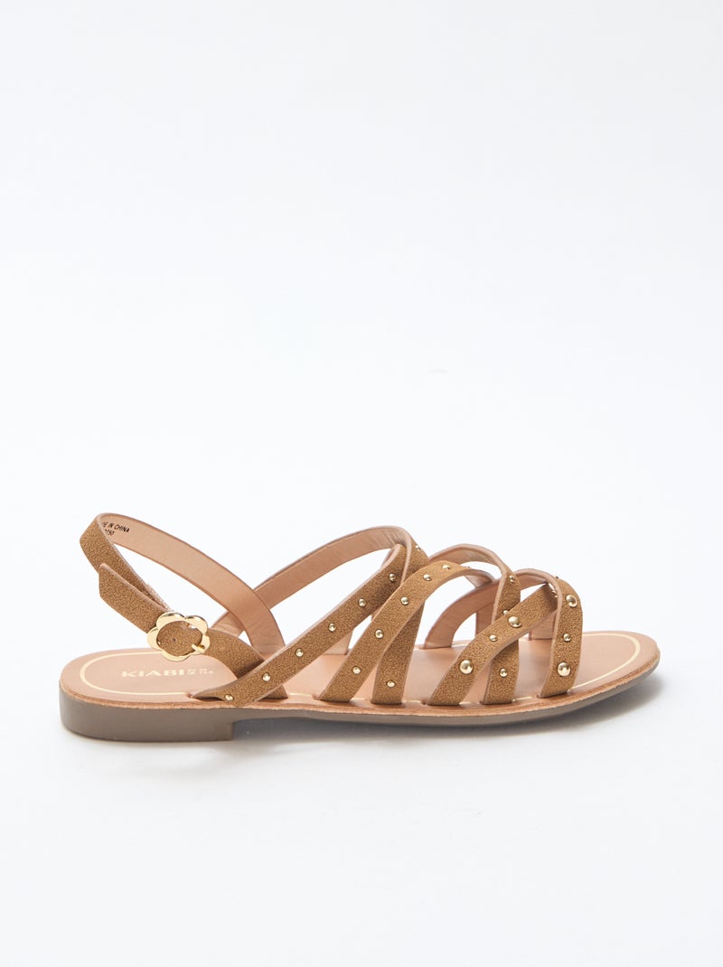 Sandali con cinturini e borchie Beige - Kiabi